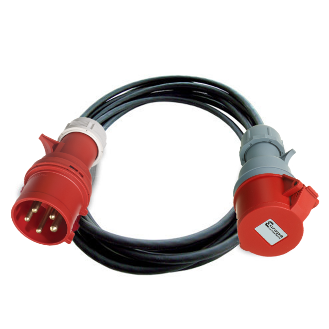 pat test leads 4-pin & 5-pin 3-phase 16amp sockets from 240v plugs 1pr..